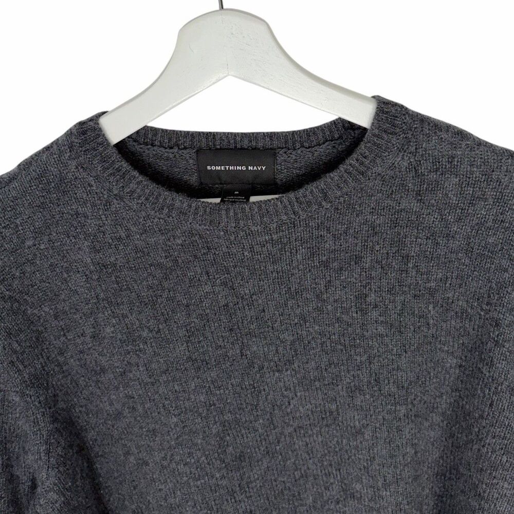 SOMETHING NAVY Silk & Cashmere Pullover Sweater Medium Gray Heather - Picture 4 of 11